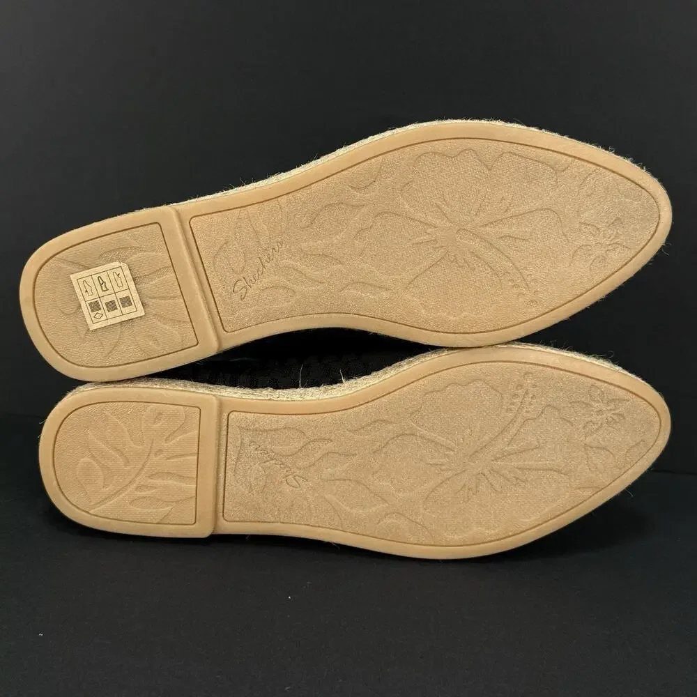 Skechers Cleo Jute Luncheon Espadrille Flats Black Women’s 10 Slip On New No Box